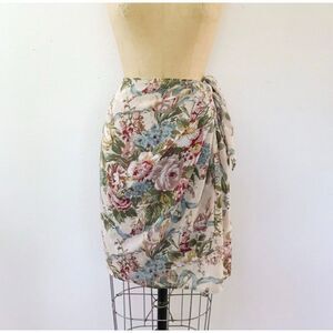 Vintage 80s 90s The Limited Floral Wrap Skirt Crepe Size 4 Cottage US Made